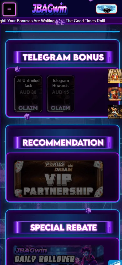Jbagwin Casino promotional offers on a mobile device